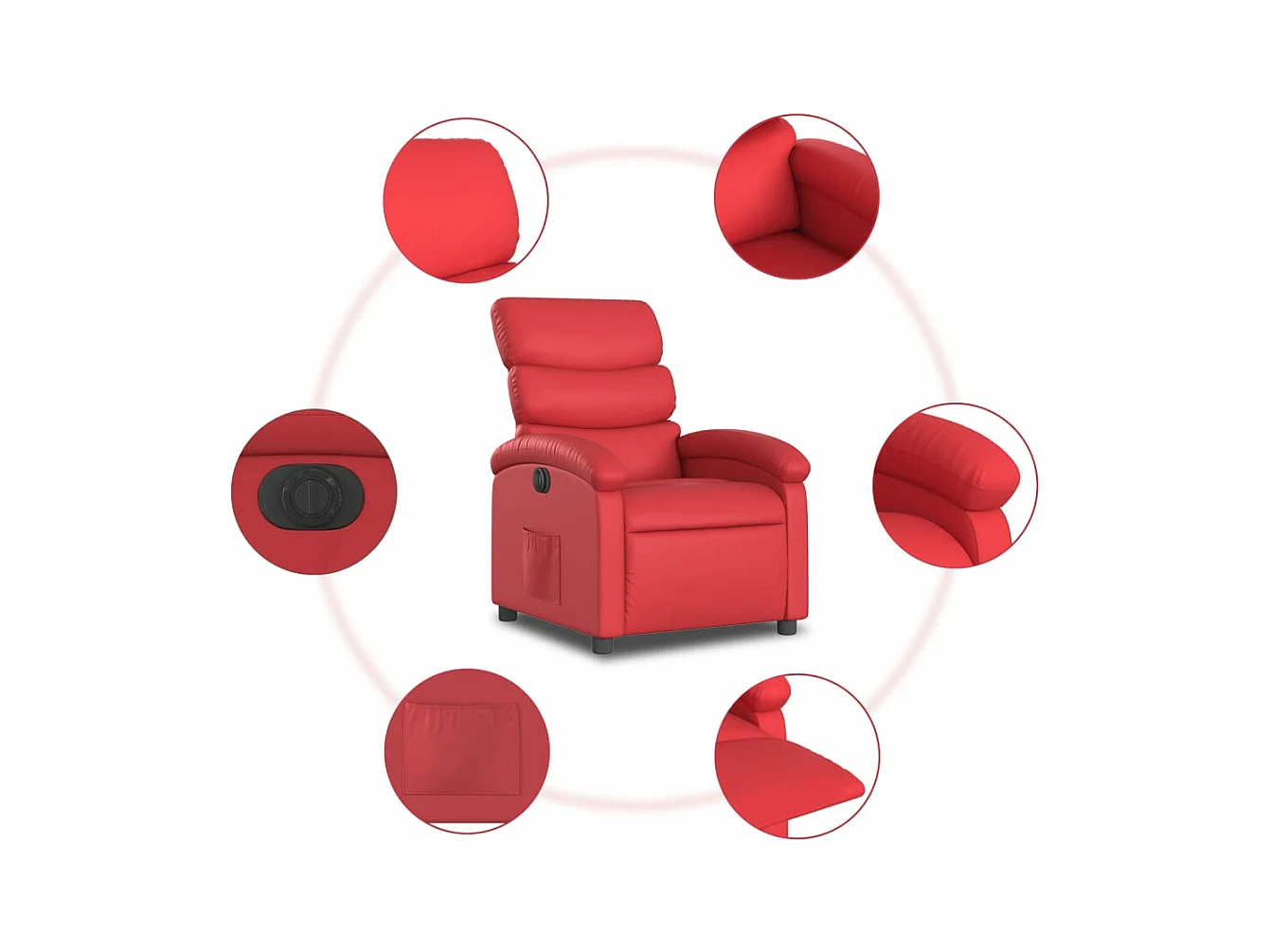 Fauteuil inclinable électrique Rouge Similicuir