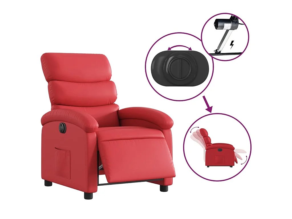 Poltrona Reclinabile Elettrica Rossa in Similpelle