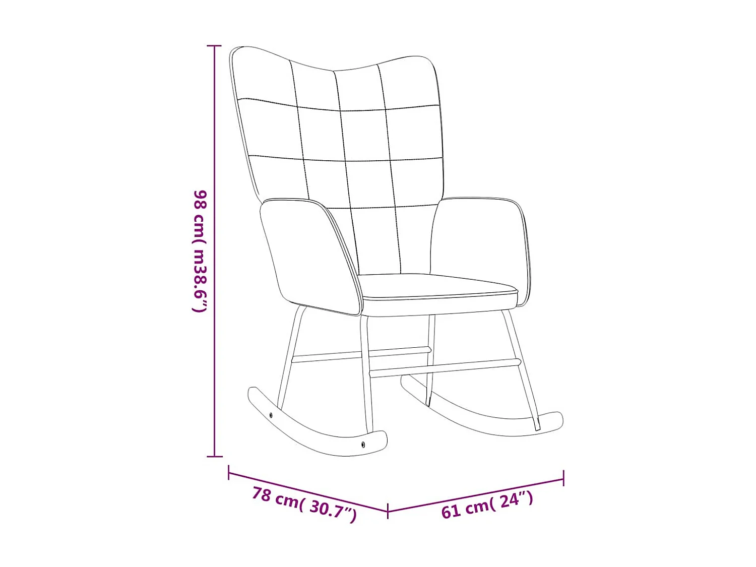 Chaise à bascule avec repose-pied Gris foncé Velours et PVC