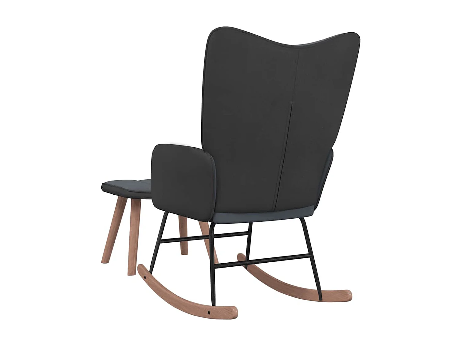 Chaise à bascule avec repose-pied Gris foncé Velours et PVC