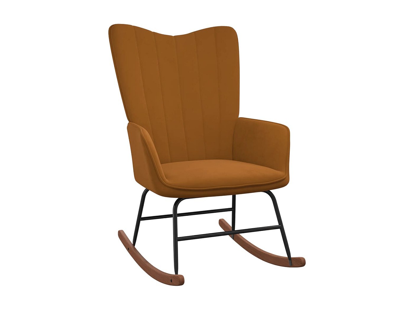 Sedia Dondolo In Pelle Tecnologica - Capacità 150 Kg - Design Anti-Ribaltamento - Marrone Chiaro - Foto 6