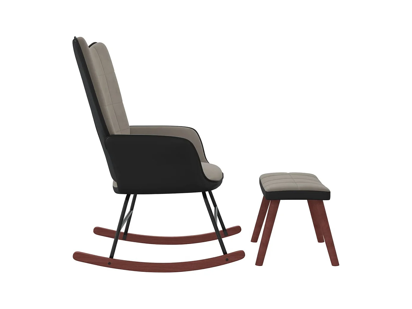 Chaise à bascule avec repose-pied Gris clair Velours et PVC