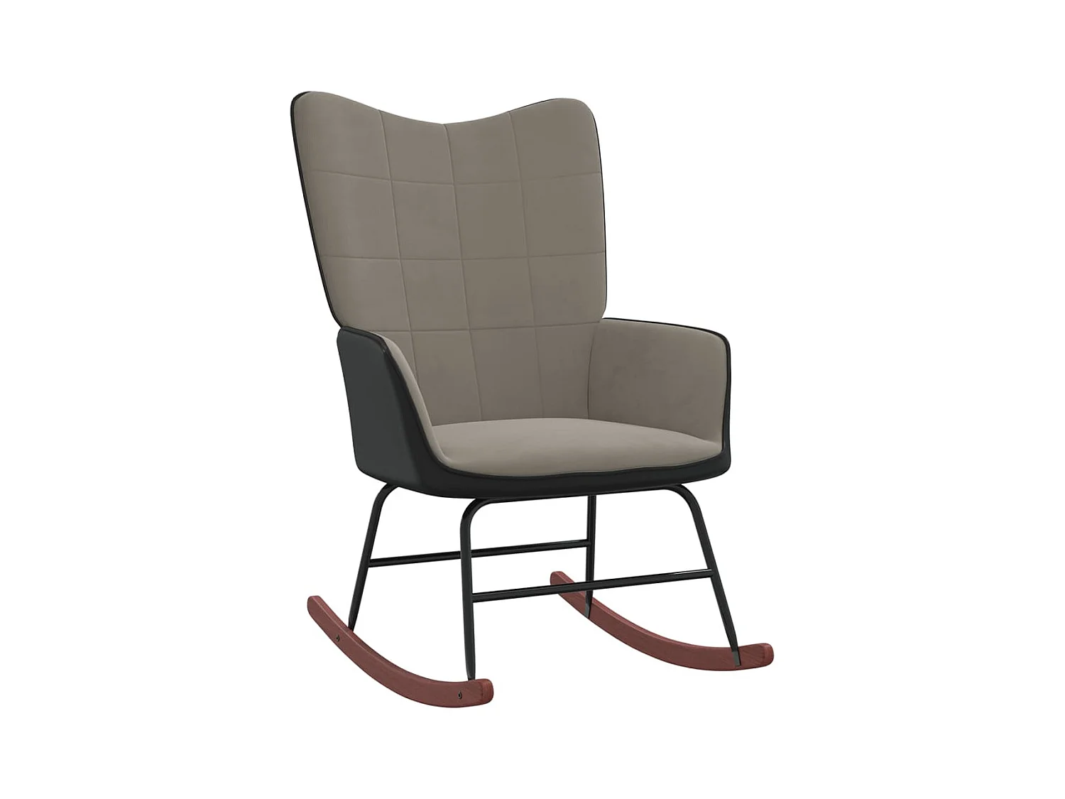 Chaise à bascule avec repose-pied Gris clair Velours et PVC