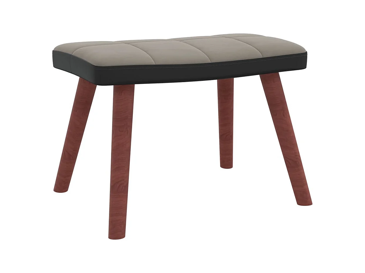 Chaise à bascule avec repose-pied Gris clair Velours et PVC