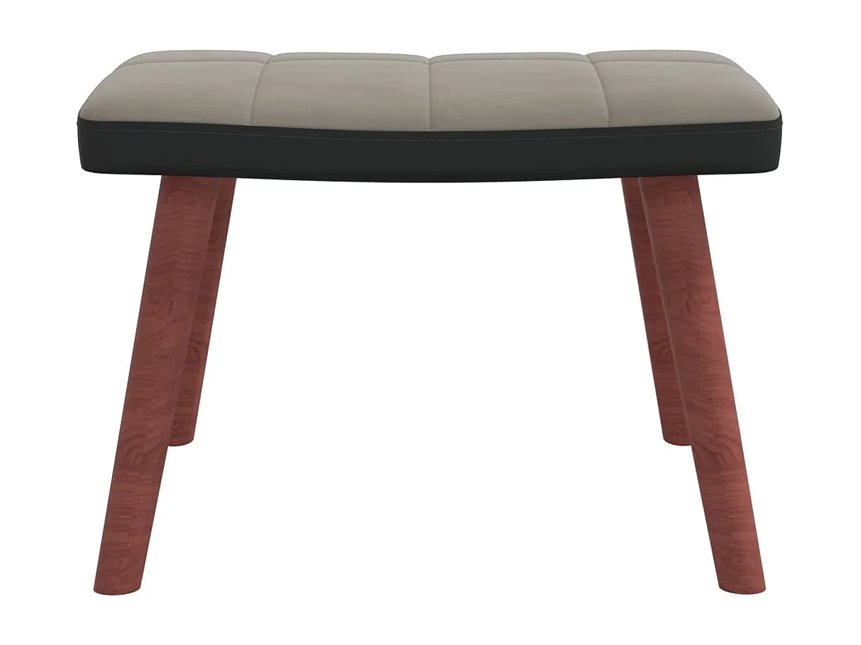 Chaise à bascule avec repose-pied Gris clair Velours et PVC