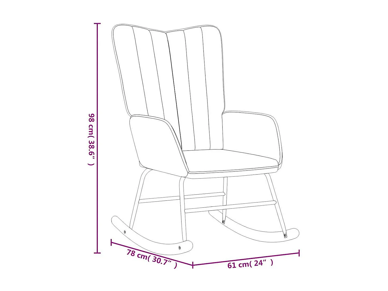 Silla mecedora con reposapiés terciopelo verde oscuro