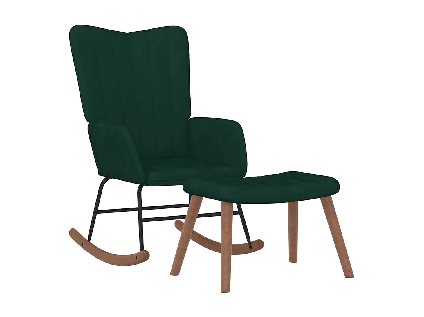 Chaise à bascule avec repose-pied Vert foncé Velours