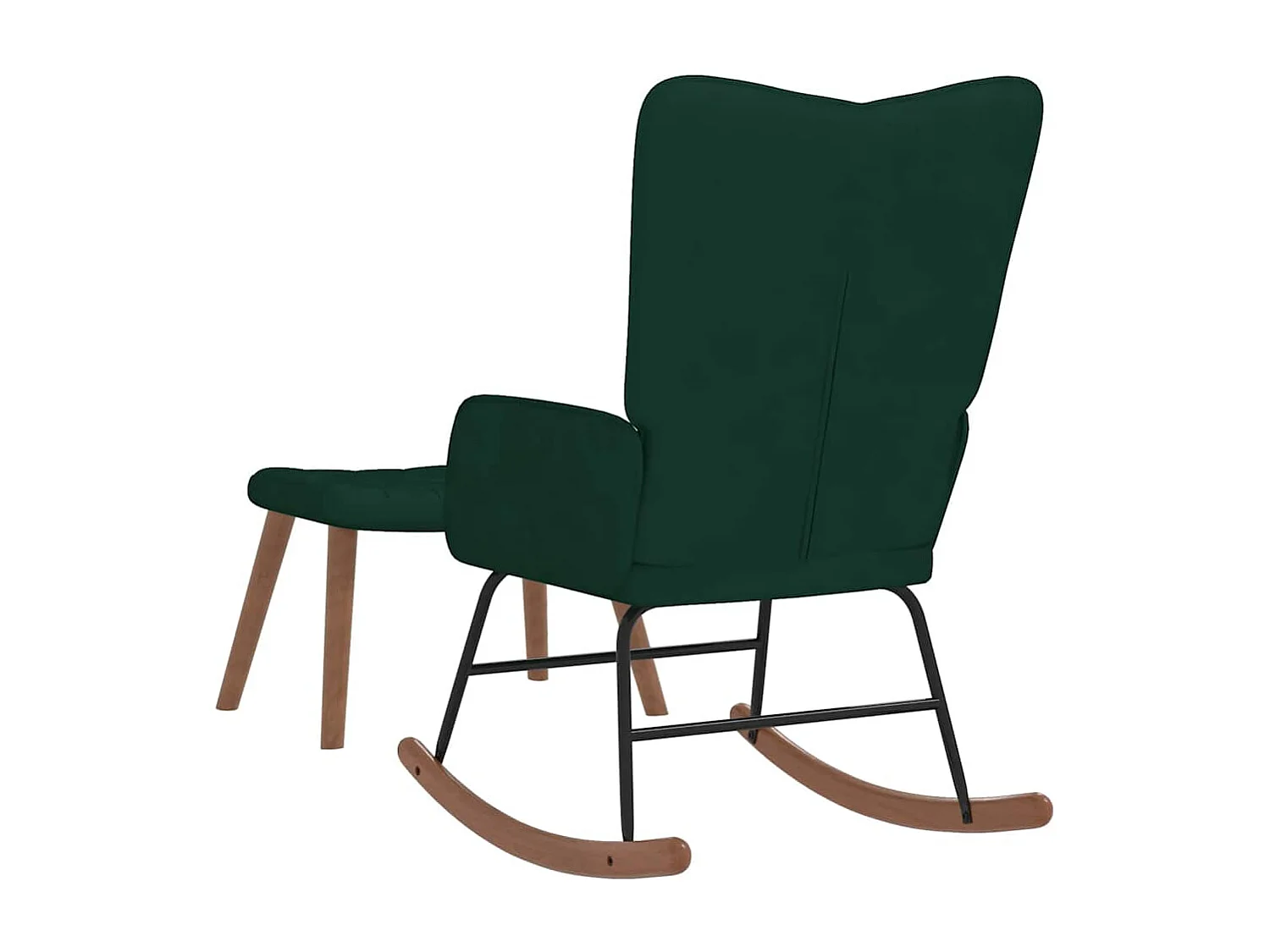 Chaise à bascule avec repose-pied Vert foncé Velours