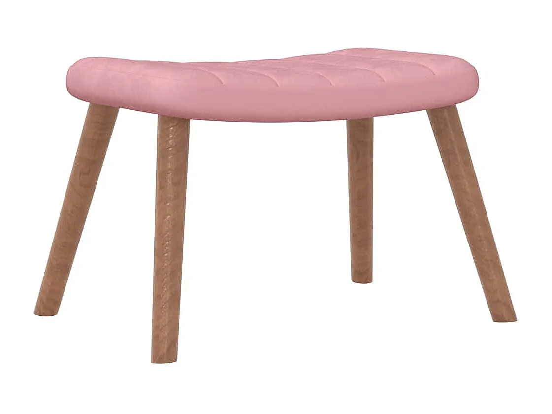 Schommelstoel met voetenbank fluweel roze