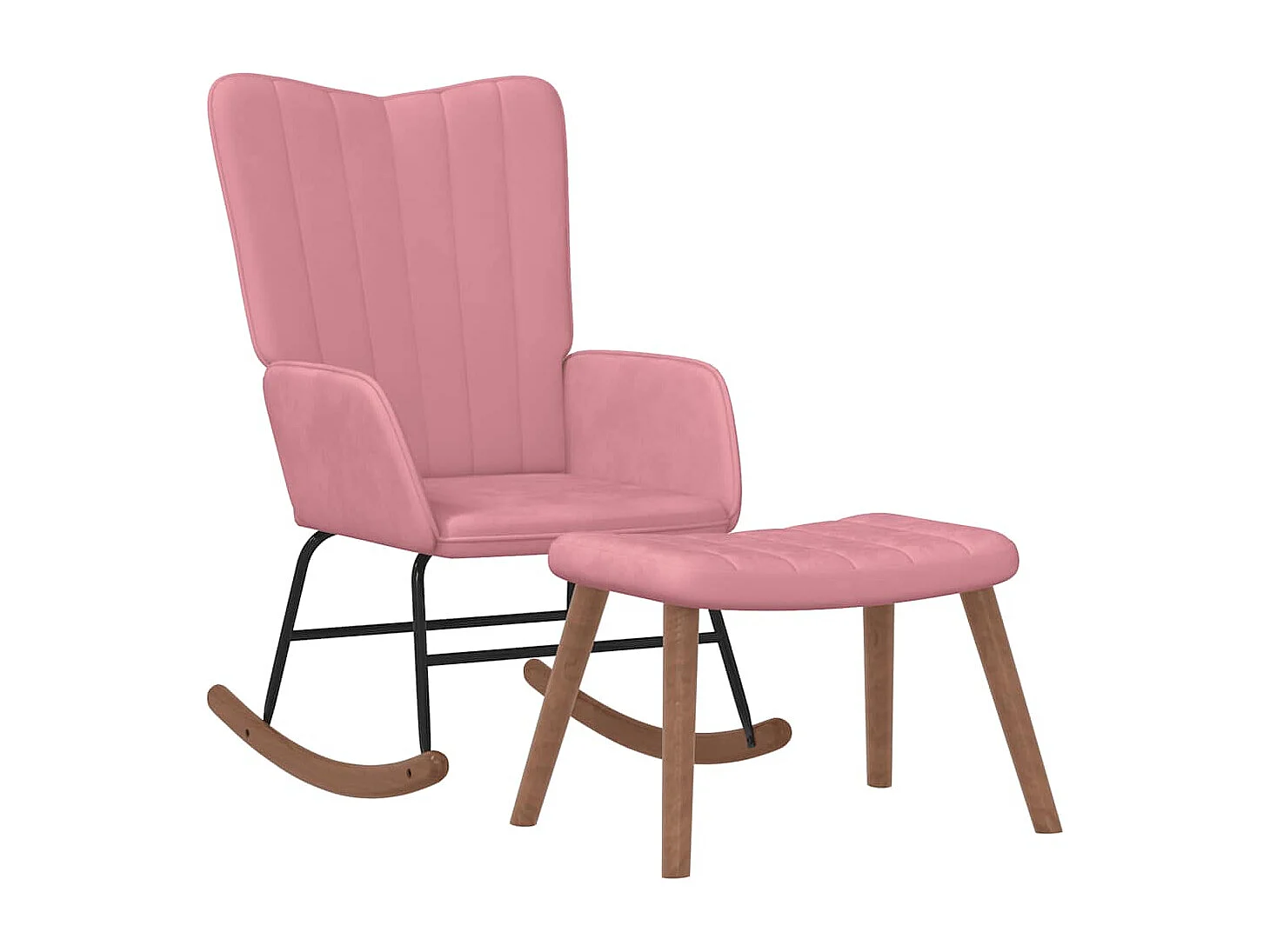 Schaukelstuhl mit Hocker Samt Rosa