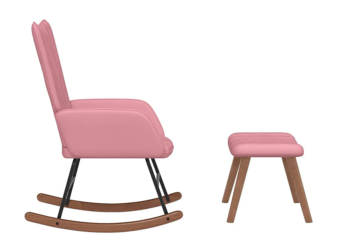Schaukelstuhl mit Hocker Samt Rosa