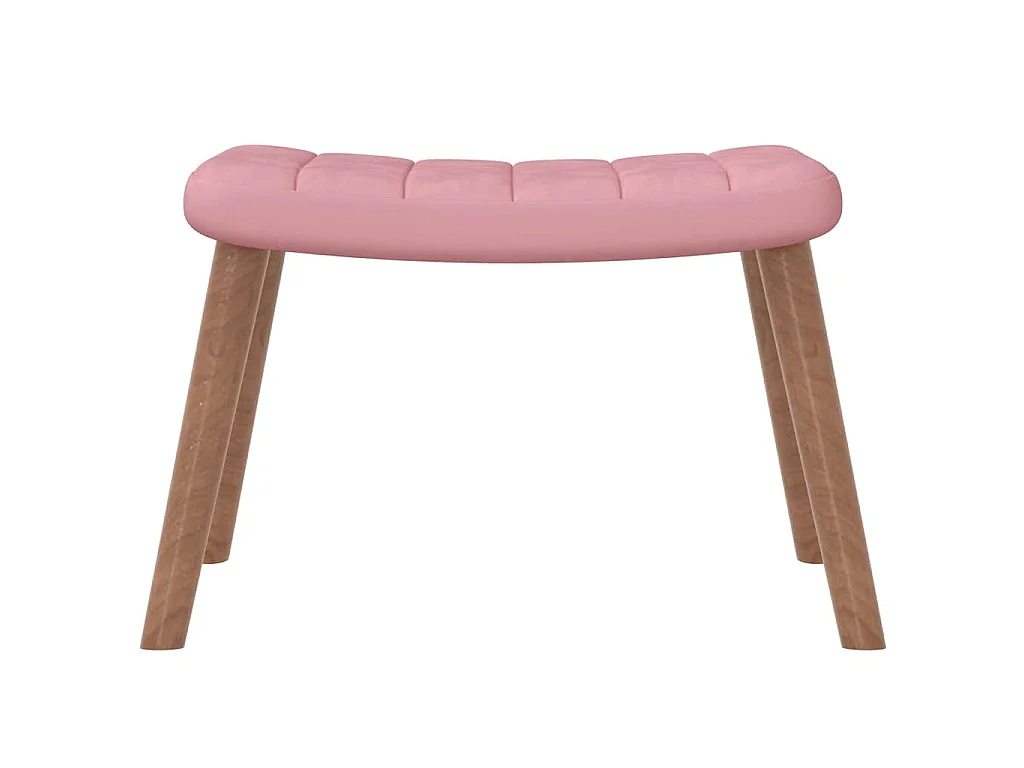 Schommelstoel met voetenbank fluweel roze