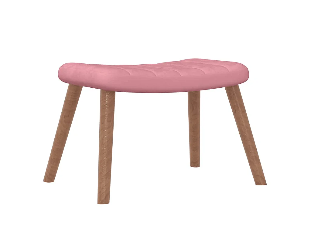 Schommelstoel met voetenbank fluweel roze