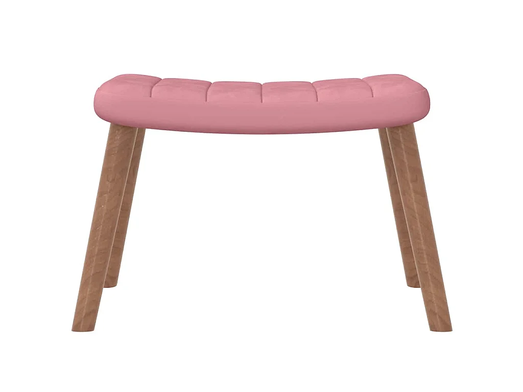 Schommelstoel met voetenbank fluweel roze