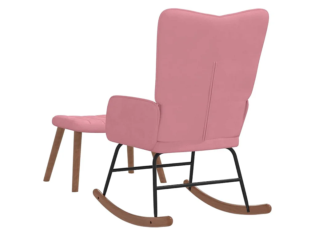 Schaukelstuhl mit Hocker Samt Rosa