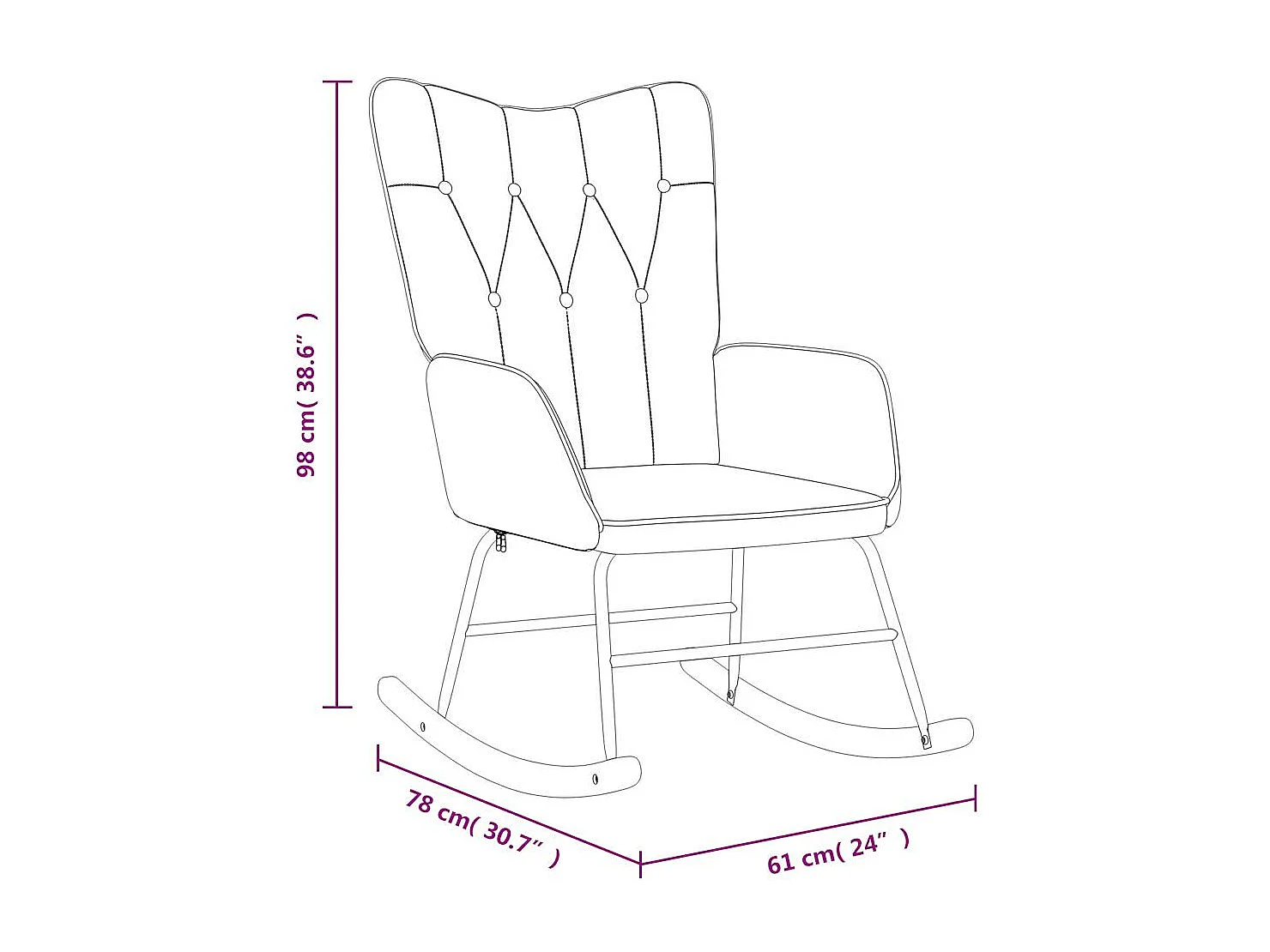 Chaise à bascule avec repose-pied Crème Tissu