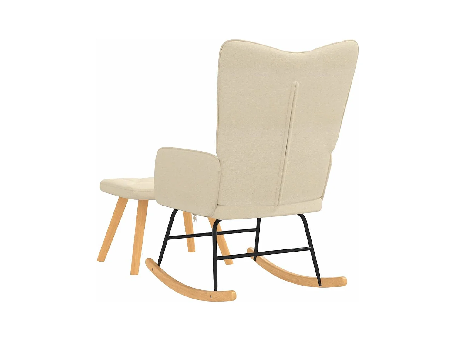 Chaise à bascule avec repose-pied Crème Tissu