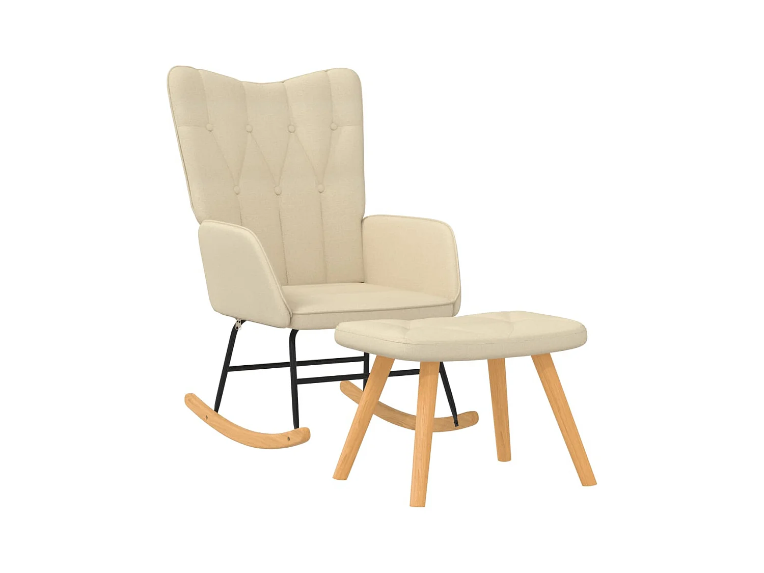 Chaise à bascule avec repose-pied Crème Tissu