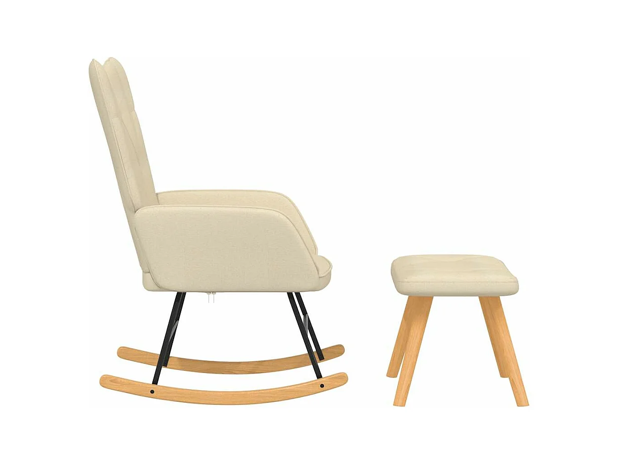 Chaise à bascule avec repose-pied Crème Tissu