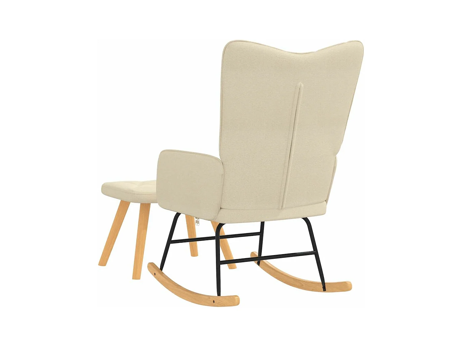 Chaise à bascule avec repose-pied Crème Tissu