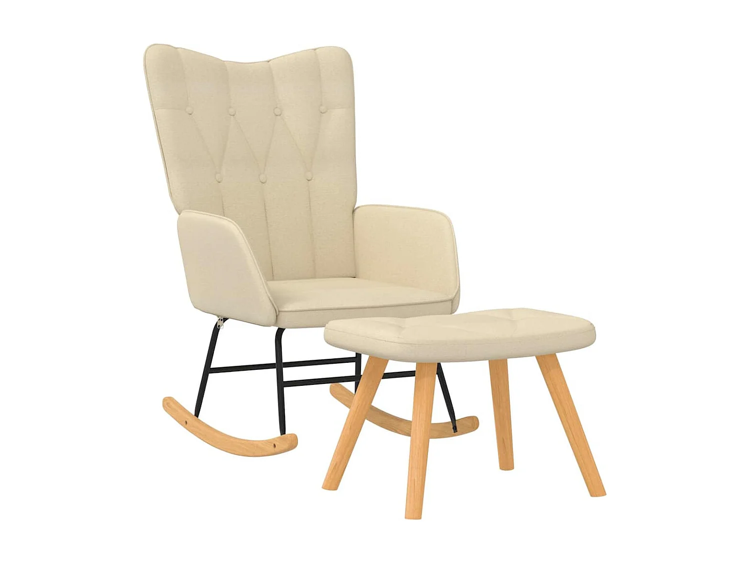 Schaukelsessel mit Hocker Creme Stoff