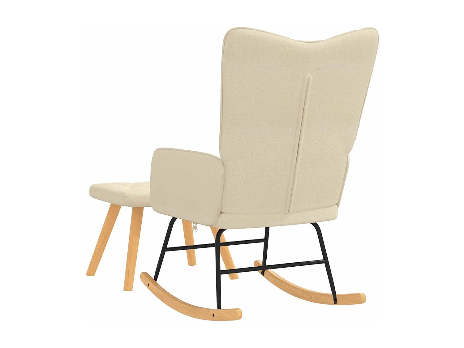 Schaukelsessel mit Hocker Creme Stoff