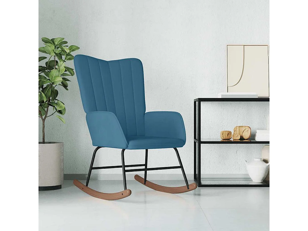 Schommelstoel fluweel blauw