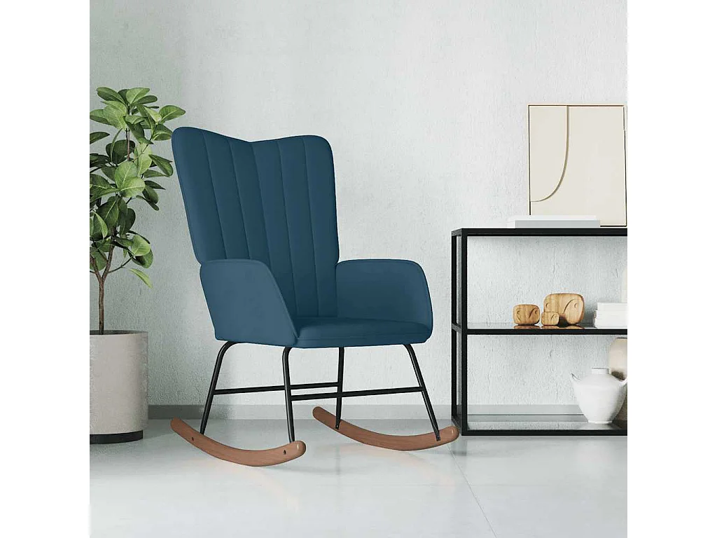 Schaukelstuhl Blau Samt