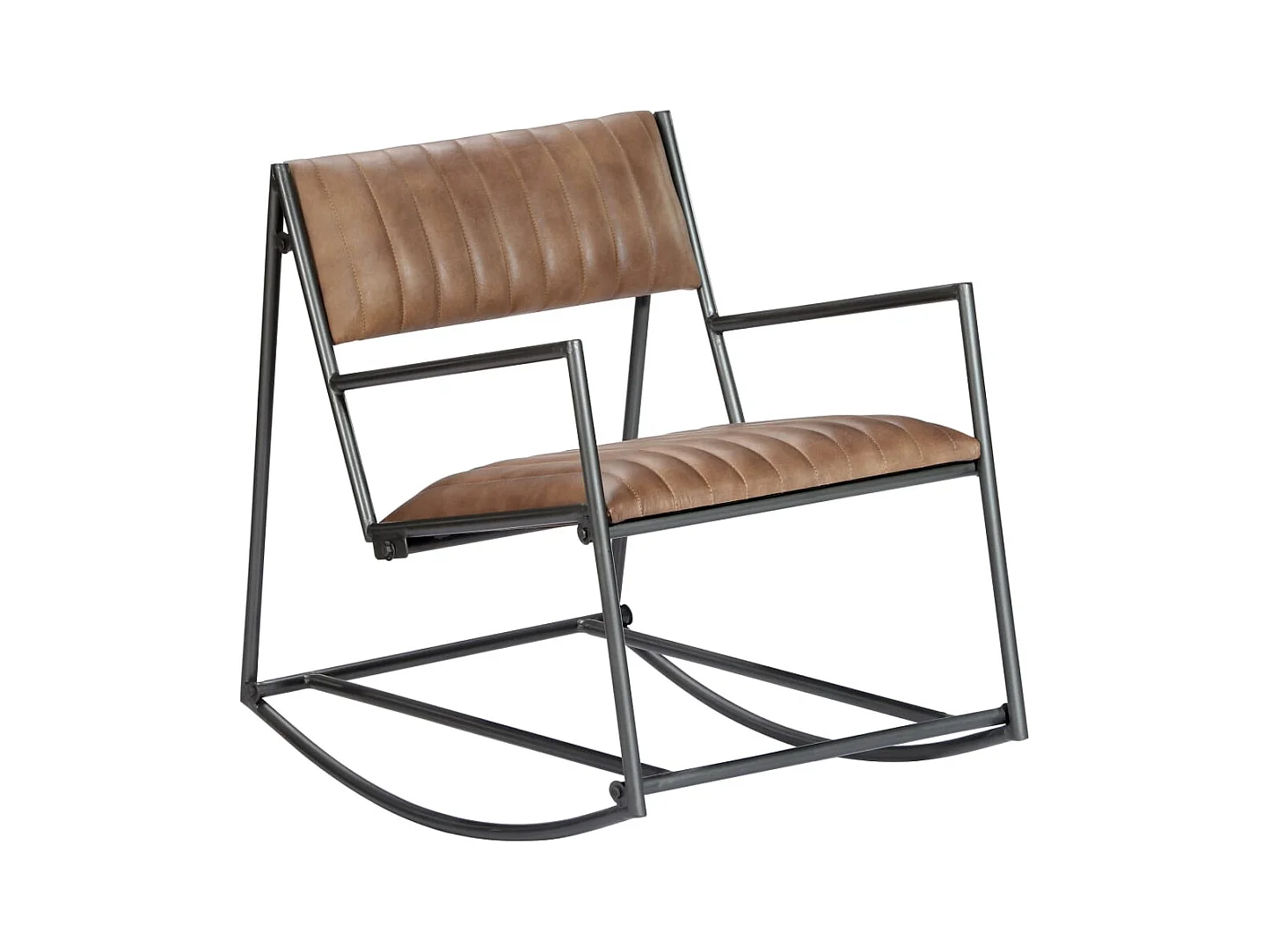 Silla mecedora de cuero auténtico marrón claro