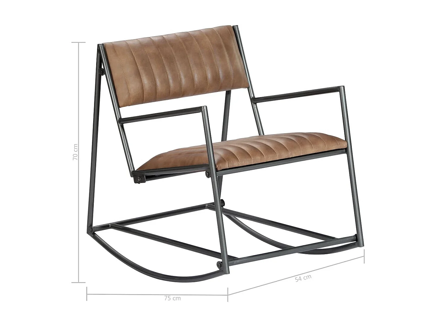 Chaise à bascule Marron clair Cuir véritable