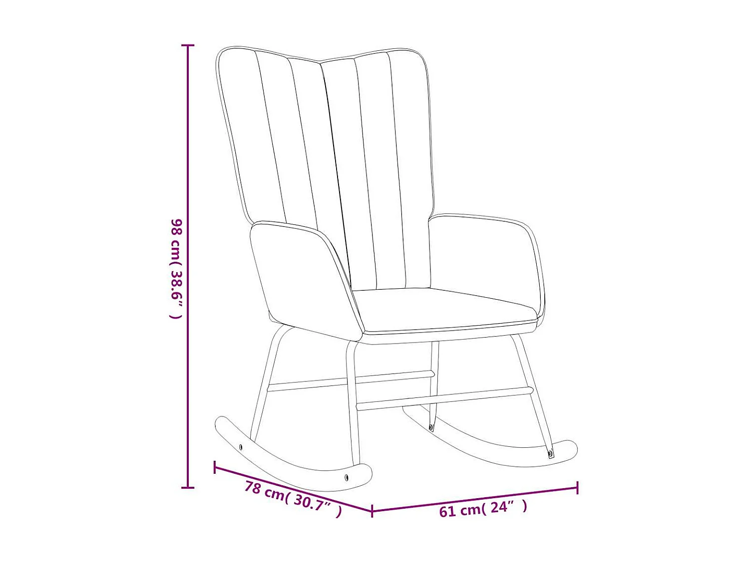 Chaise à bascule avec repose-pied Jaune moutarde Velours