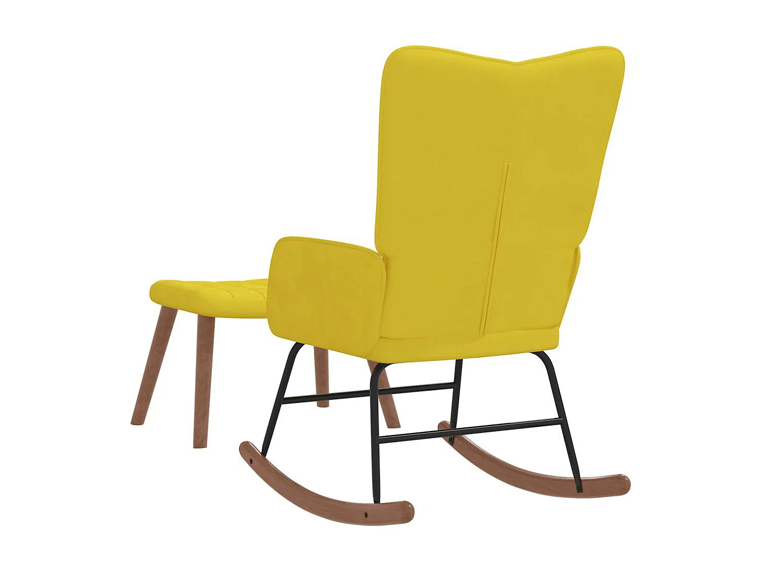 Chaise à bascule avec repose-pied Jaune moutarde Velours