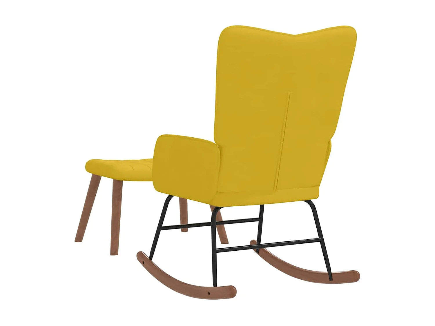 Chaise à bascule avec repose-pied Jaune moutarde Velours