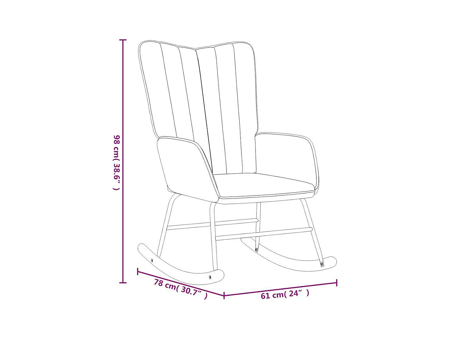 Chaise à bascule avec repose-pied Jaune moutarde Velours