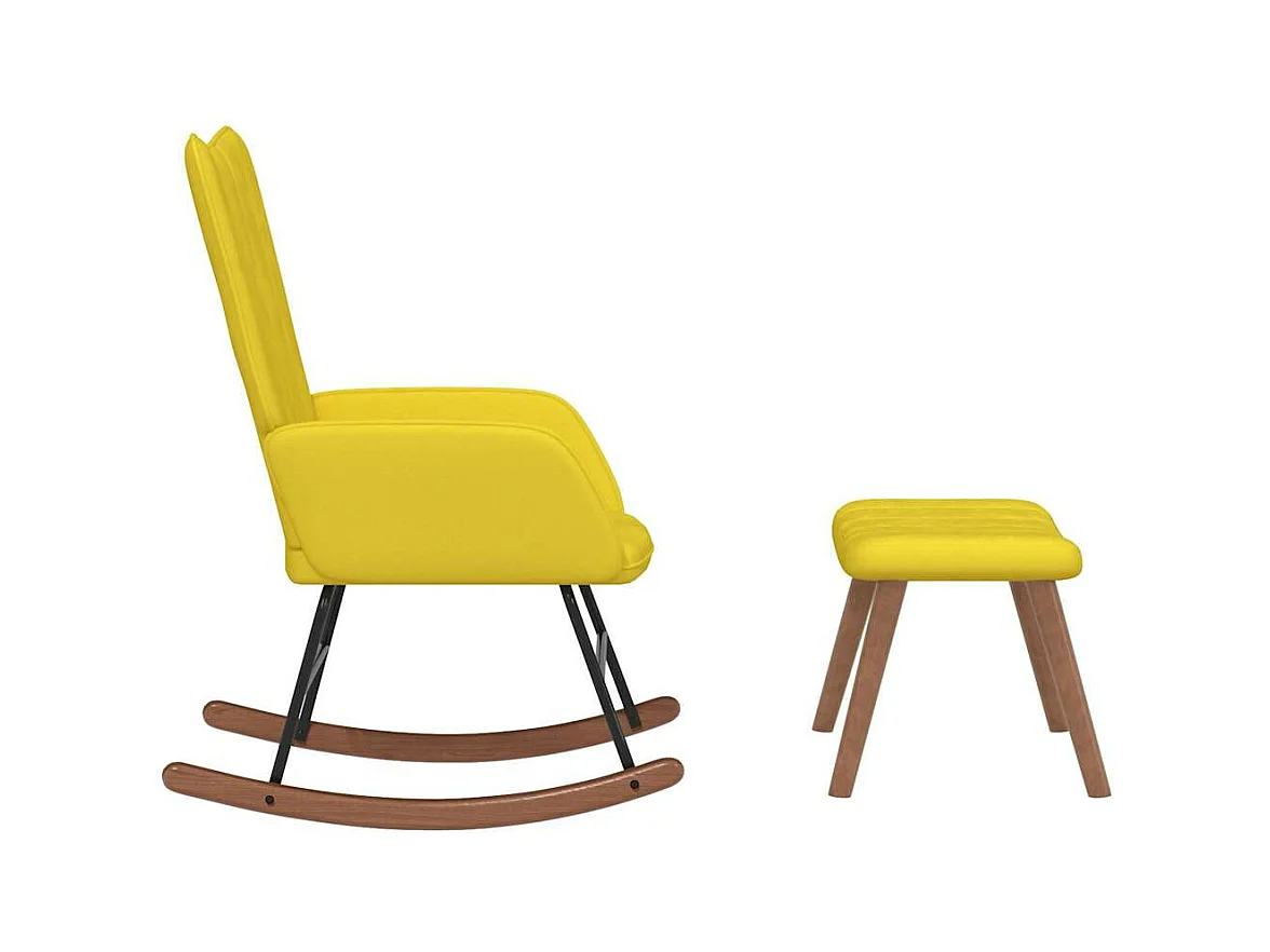 Chaise à bascule avec repose-pied Jaune moutarde Velours