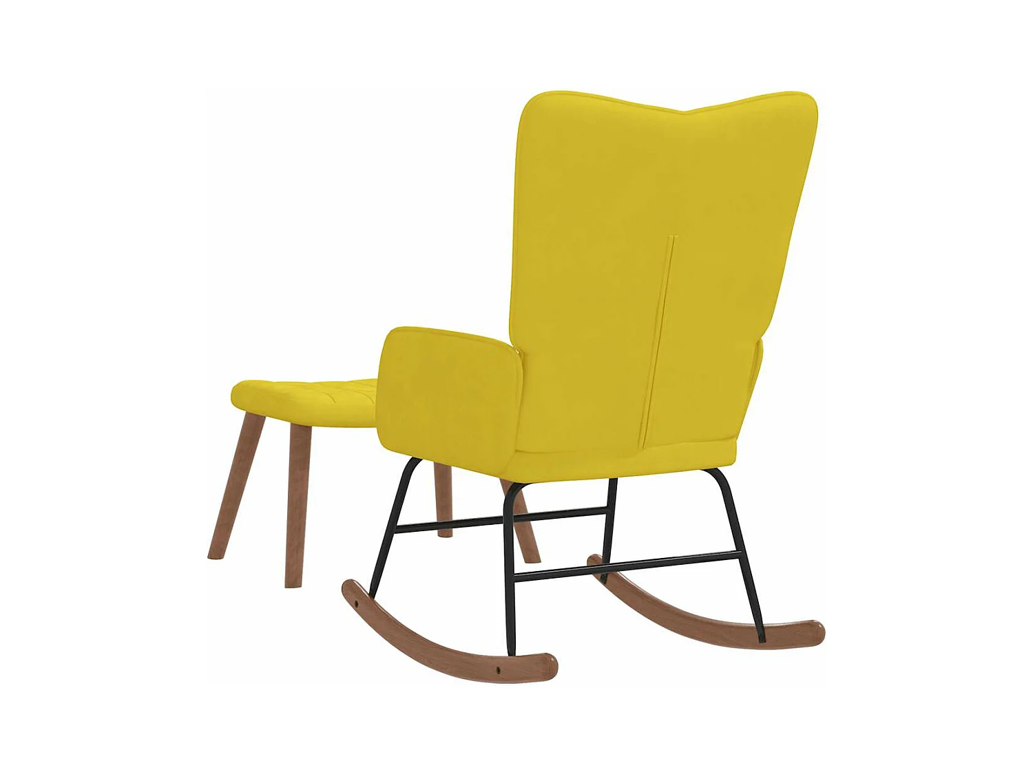 Chaise à bascule avec repose-pied Jaune moutarde Velours