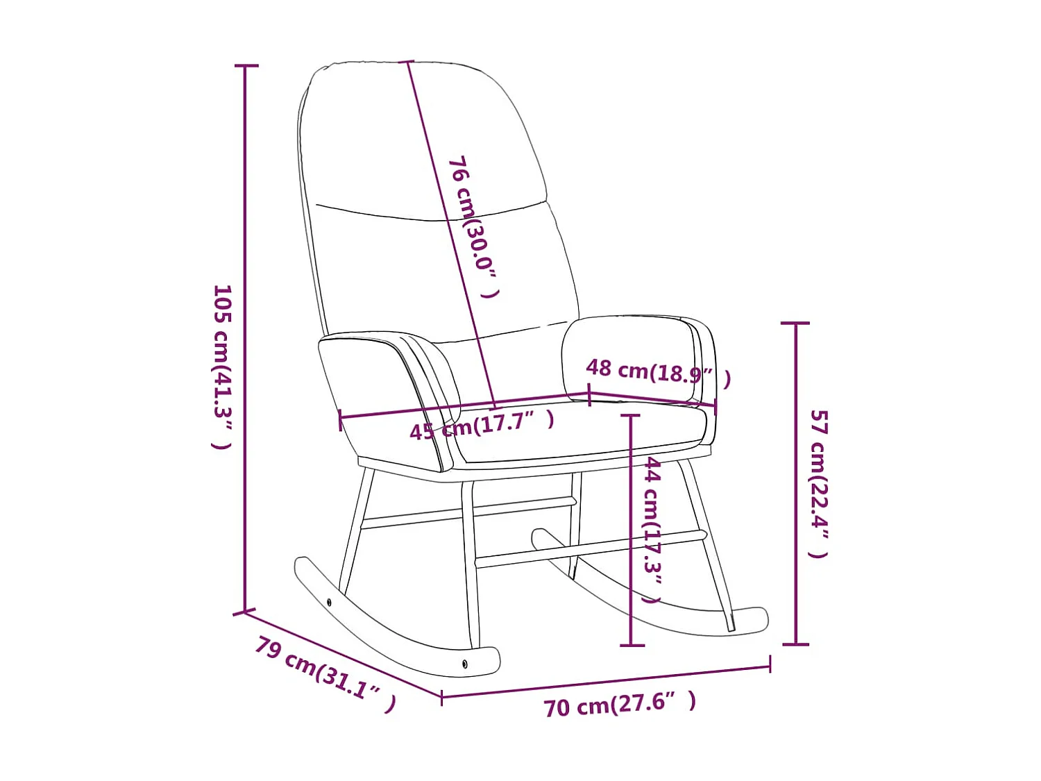 Chaise à bascule Blanc crème Tissu