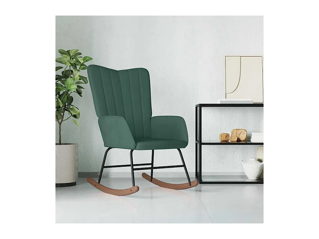 Chaise à bascule Vert foncé Velours