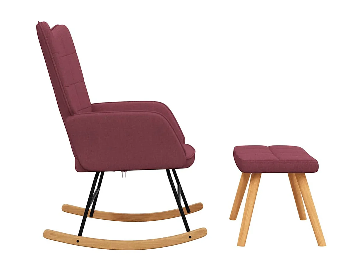 Chaise à bascule avec tabouret Rouge bordeaux Tissu