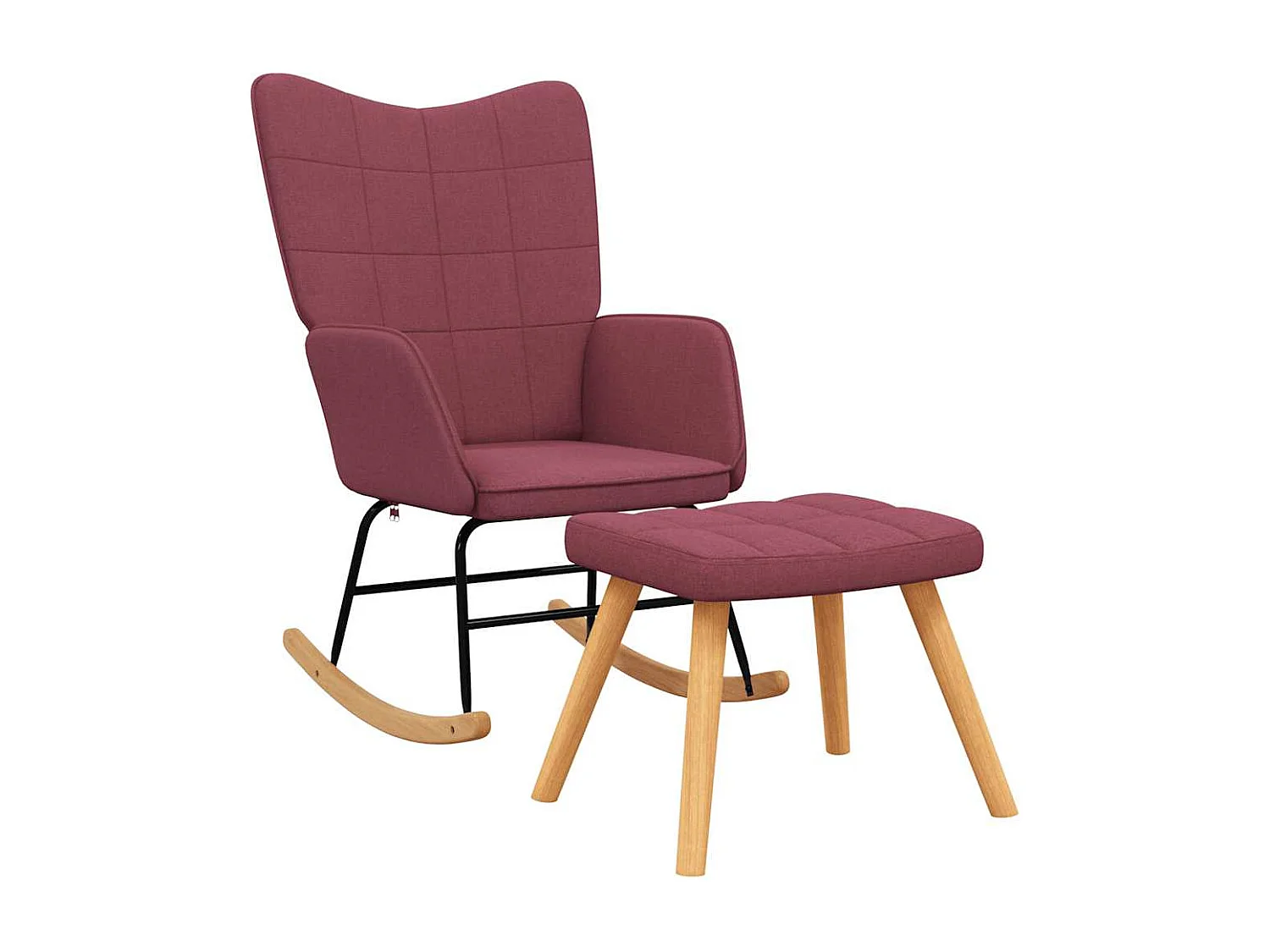 Chaise à bascule avec tabouret Rouge bordeaux Tissu