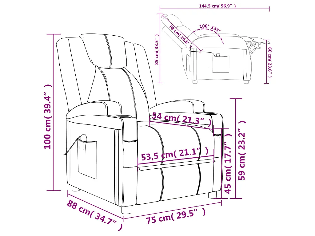 Massagestoel kunstleer zwart