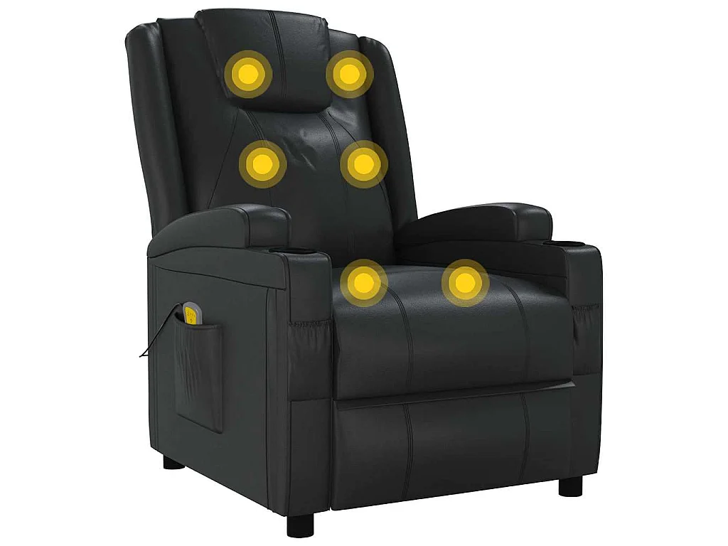 Sillón de masaje de cuero sintético negro