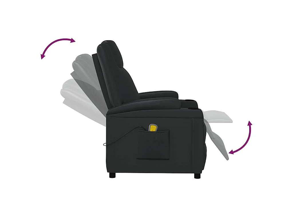 Sillón de masaje de cuero sintético negro