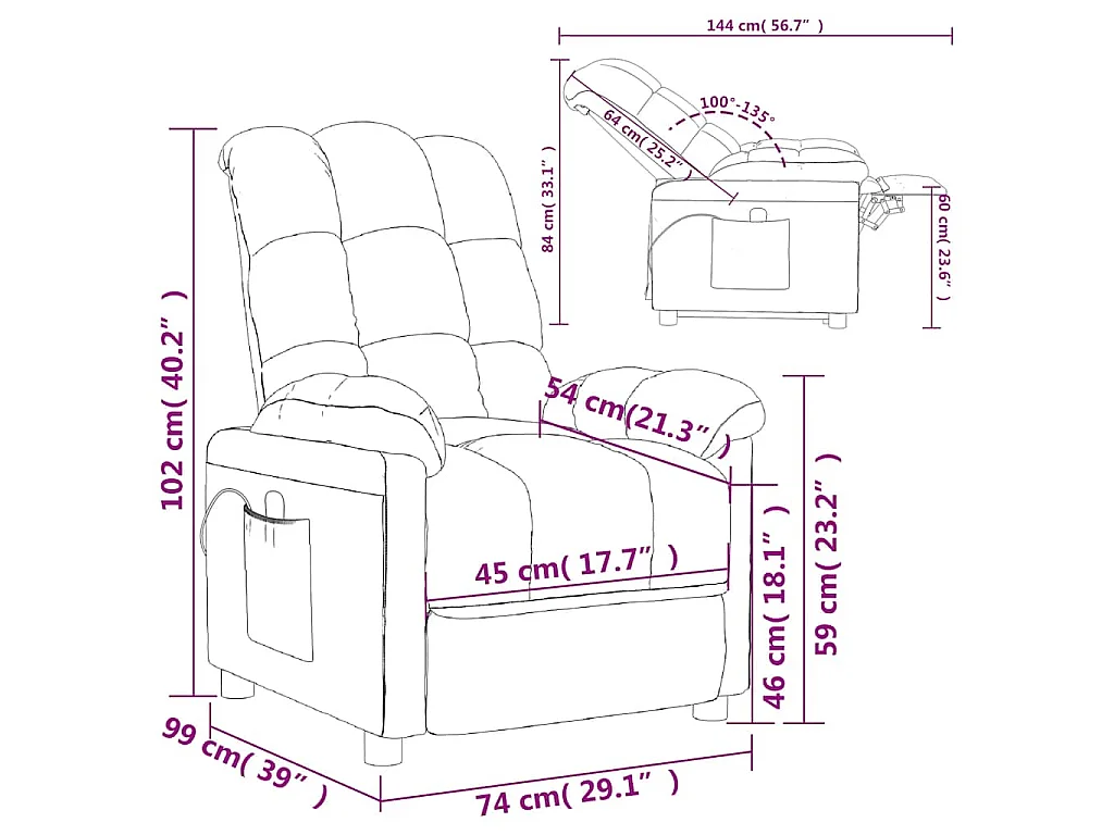 Massagesessel Hellgrau Stoff