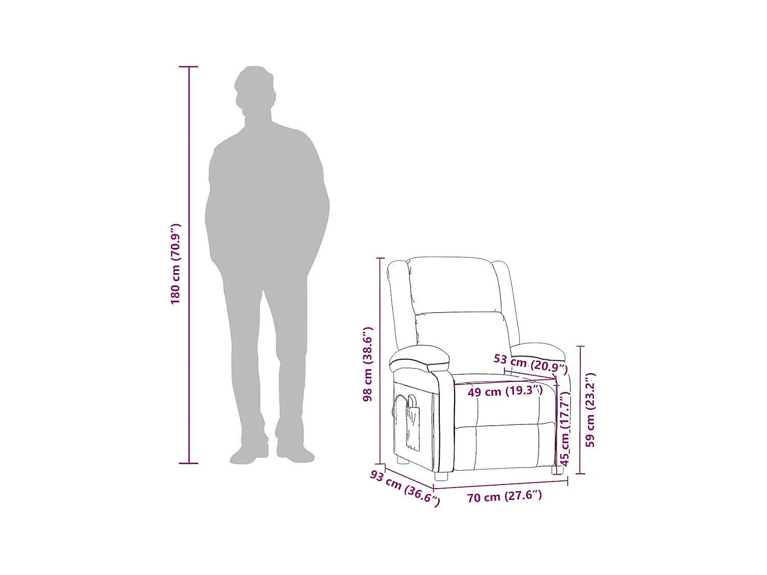 Sillón de masaje de cuero sintético negro