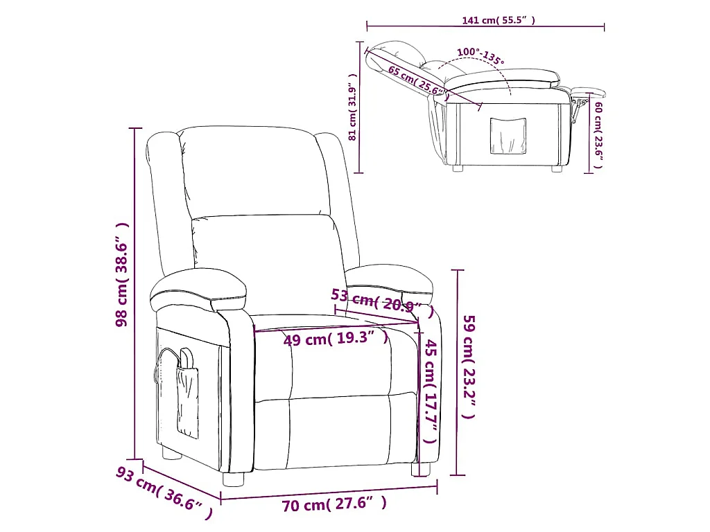 Fauteuil de massage Marron Tissu
