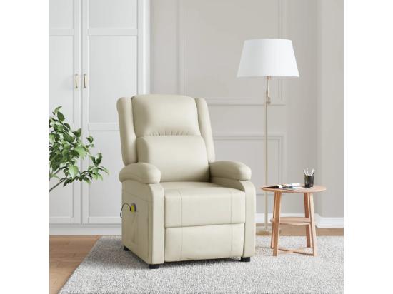 vente unique Fauteuil de massage Crème Similicuir