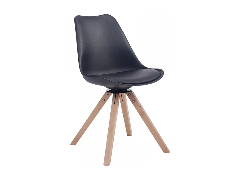 Bürostuhl - Kunstleder & Holz - schwarz - Troyes