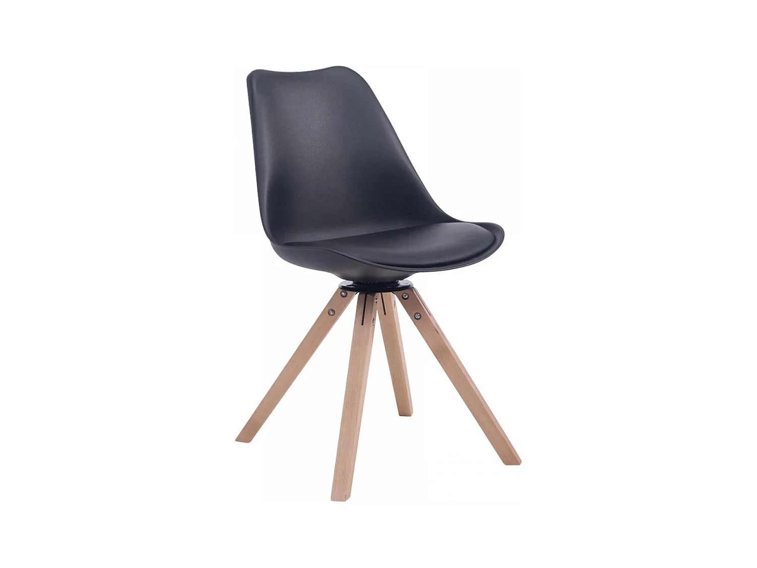 Bürostuhl - Kunstleder & Holz - schwarz - Troyes