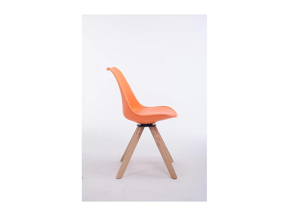 Bürostuhl - Kunstleder & Holz - orange - Troyes